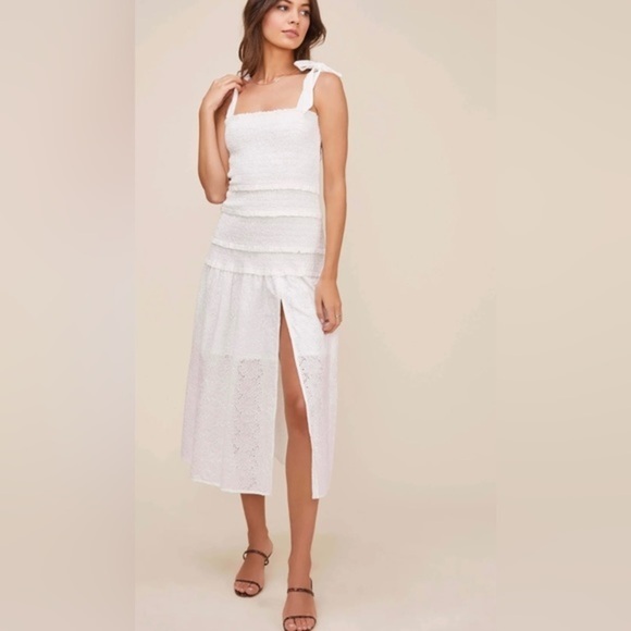 NWT ASTR Smocket Eyelet Midi Dress - Picture 1 of 10
